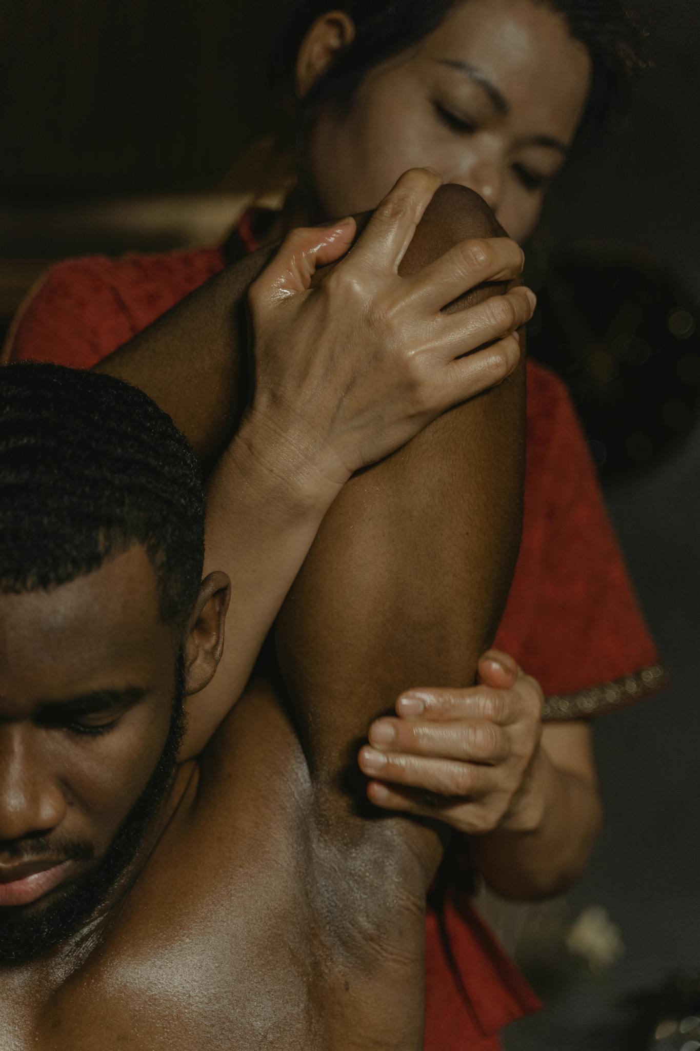 A relaxing massage session with a focus on therapeutic techniques for stress relief.