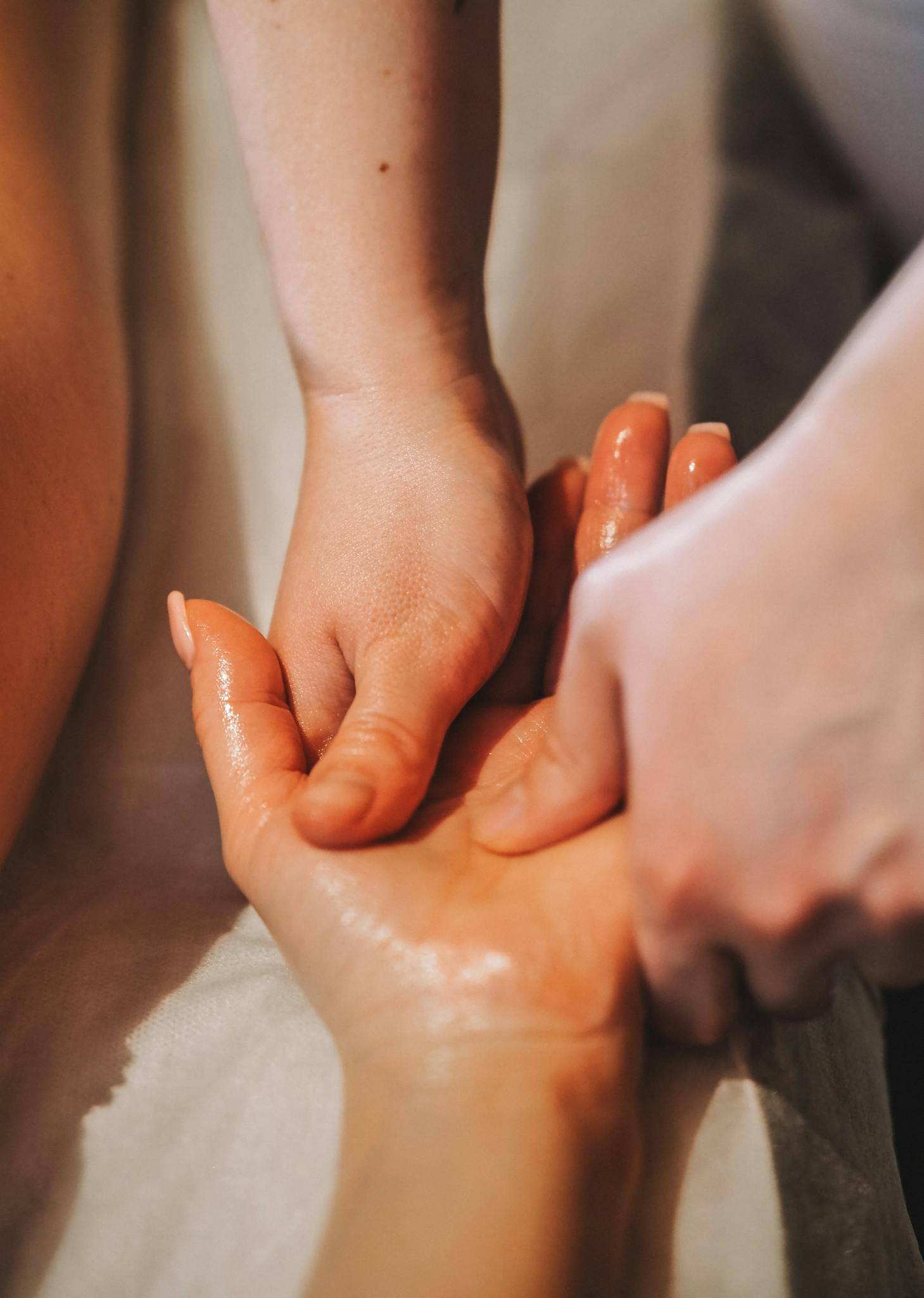 Close-up of a soothing hand massage for relaxation and wellness.